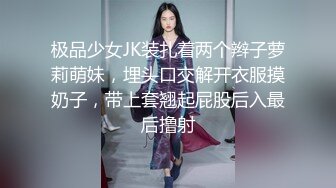 极品少女JK装扎着两个辫子萝莉萌妹，埋头口交解开衣服摸奶子，带上套翘起屁股后入最后撸射